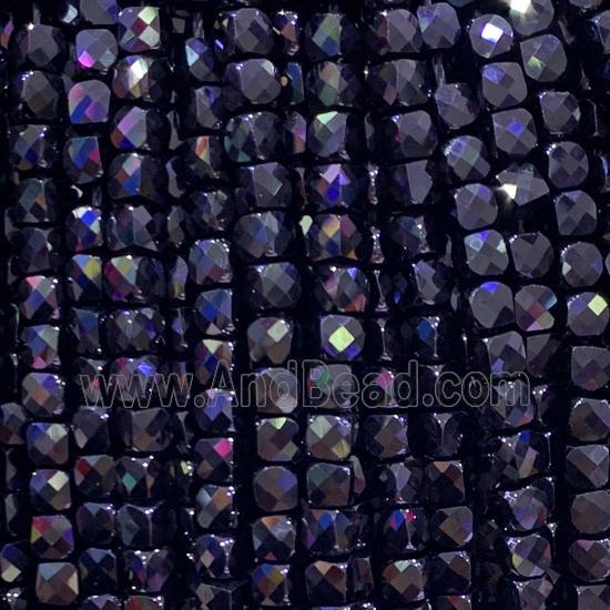 black Spinel Beads, faceted cube