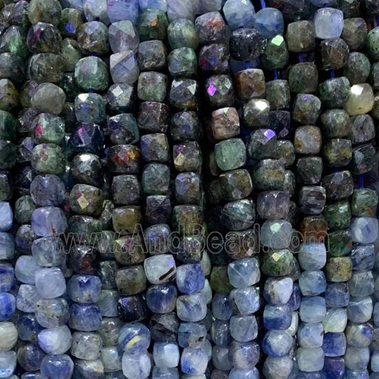 mixed gemstone bead, faceted cube