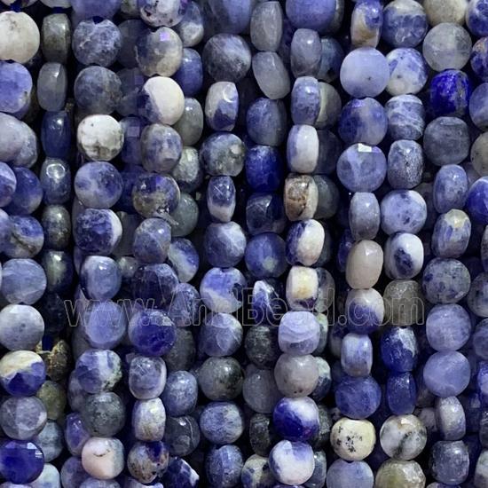 blue Sodalite Beads, faceted circle