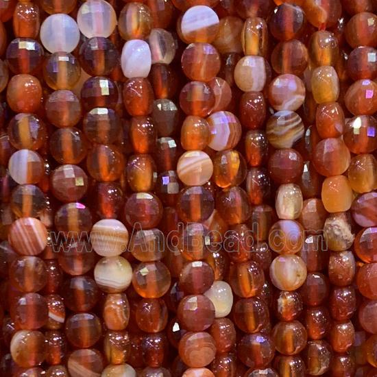 red Carnelian Agate Beads, faceted circle