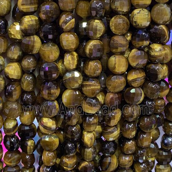 Tiger eye stone beads, faceted circle