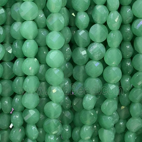 green Aventurine Beads, faceted circle