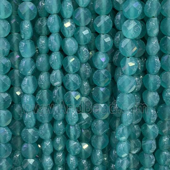 green Amazonite Beads, faceted circle