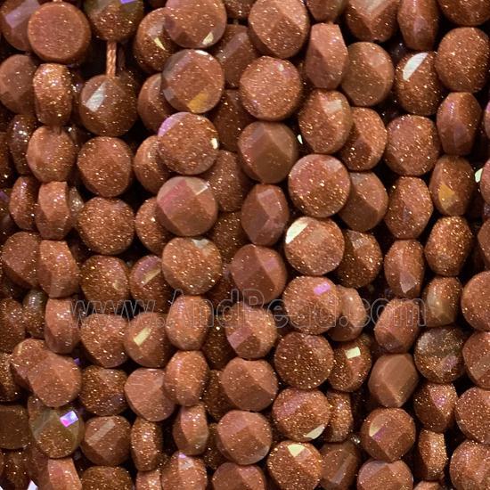 gold SandStone Beads, faceted circle