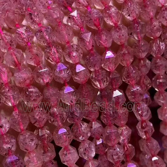 Strawberry Quartz Beads, star-cutting