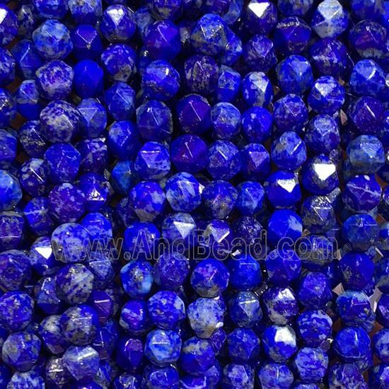 blue Lapis Lazuli Beads, star-cutting