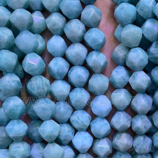 green Amazonite Beads, star-cutting