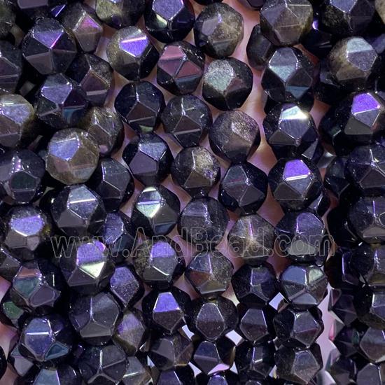 black Obsidian Beads, star-cutting