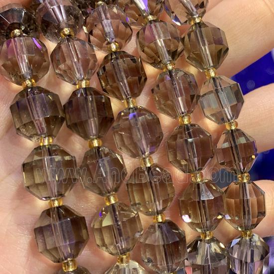 Smoky Quartz bullet beads, faceted
