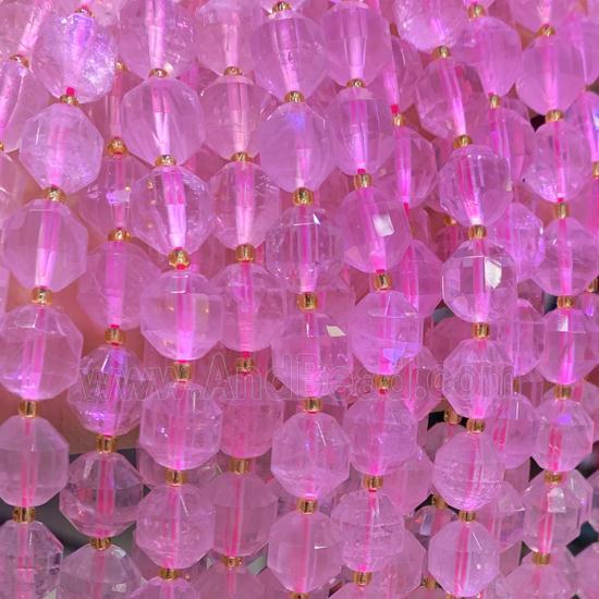 Rose Quartz bullet beads, faceted bullet