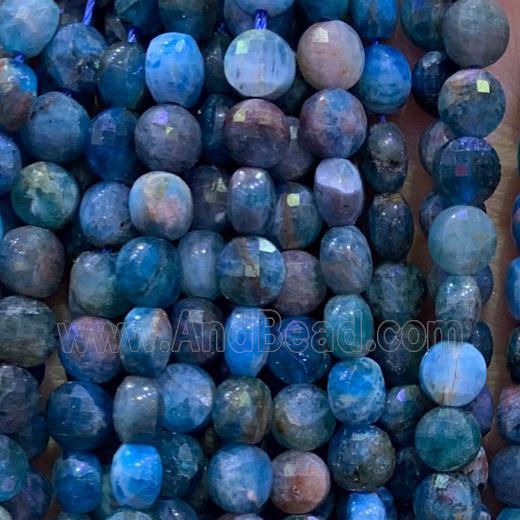 blue Apatite Beads, faceted circle coin