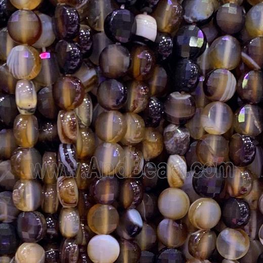 coffee Agate Beads, faceted circle