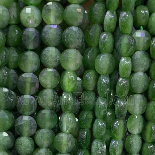 green Aventurine Beads, faceted coin