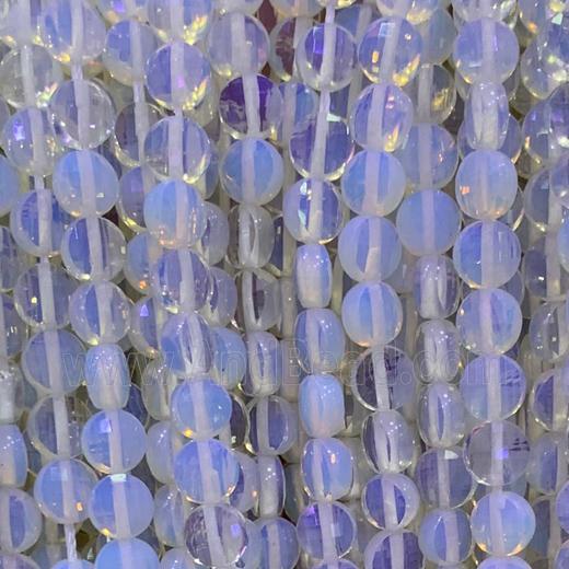 white Opalite Beads, faceted circle