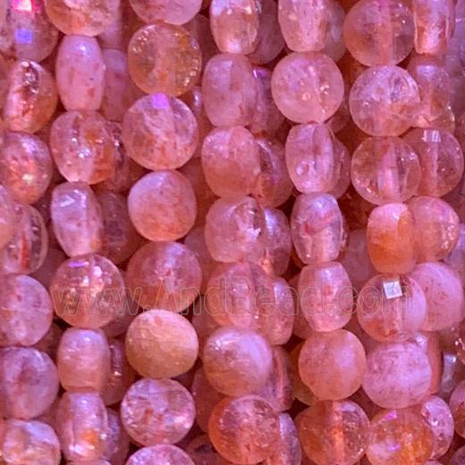 Strawberry Quartz Beads, faceted circle