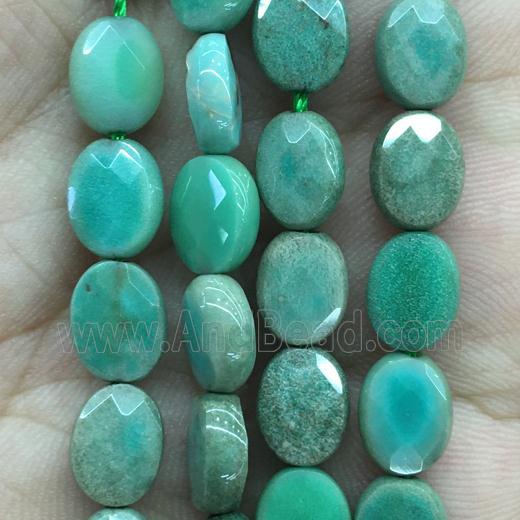 green Grass Agate Beads, faceted oval