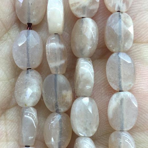 peach MoonStone Beads, faceted oval