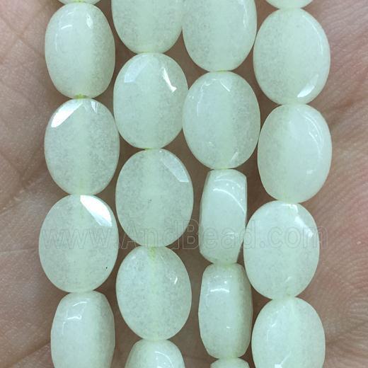 green Glowstone beads, faceted oval