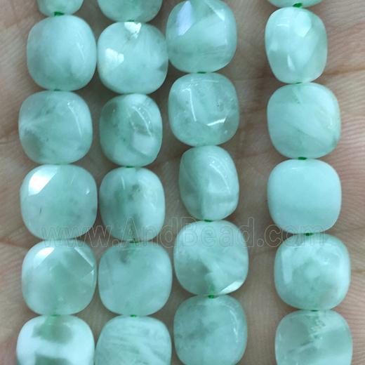 green Angelite Beads, faceted square