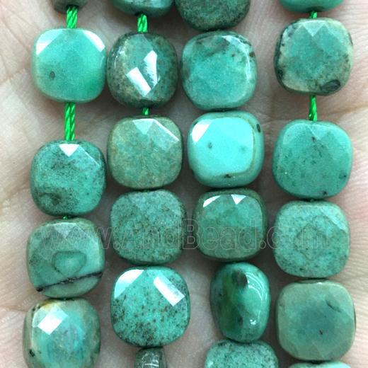 green Grass Agate Beads, faceted square