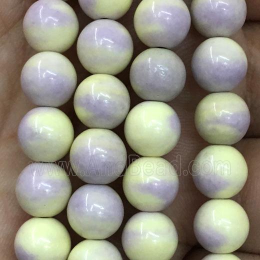 dichromatic round Alashan Agate Beads, yellowpurple