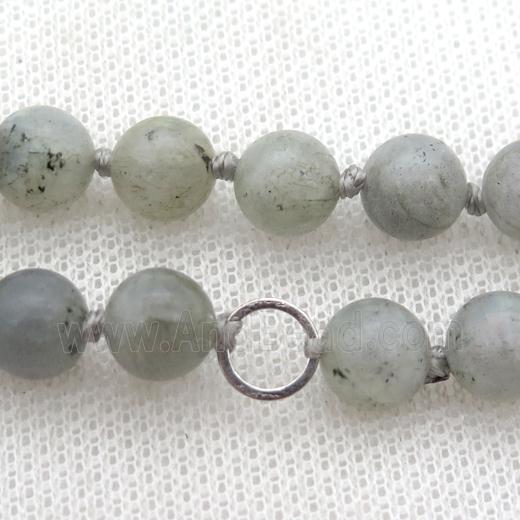 Labradorite mala chain for necklace with knot