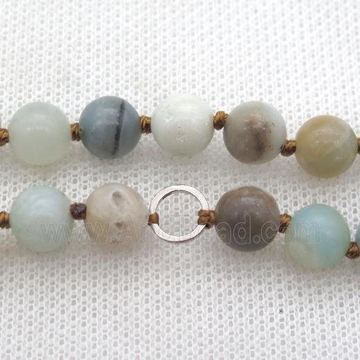Amazonite chain for mala necklace with knot