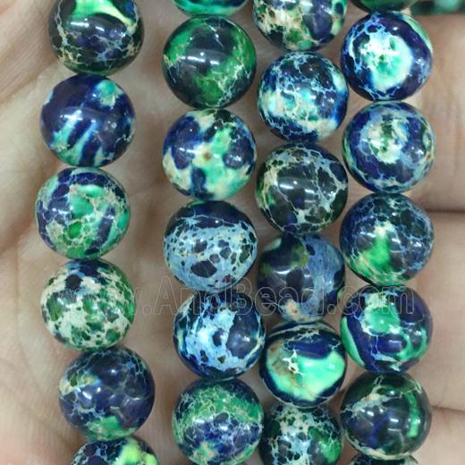 round Imperial Jasper beads, green