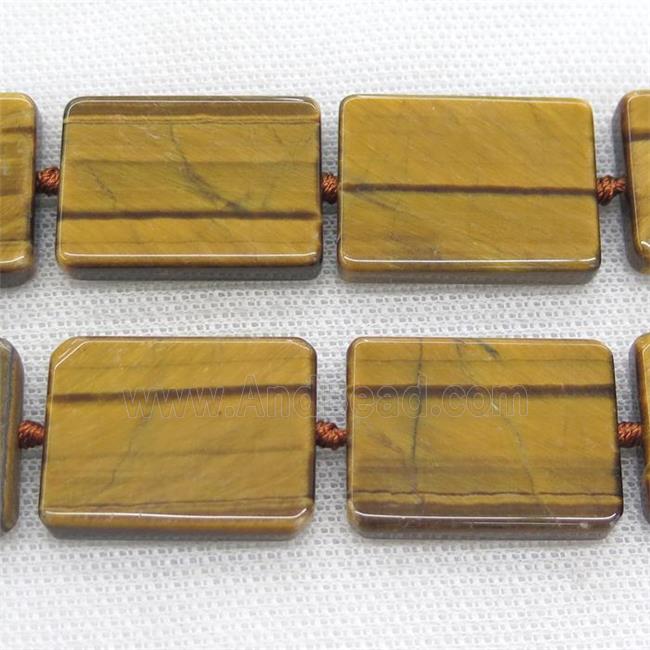 yellow Tiger eye stone rectangle beads