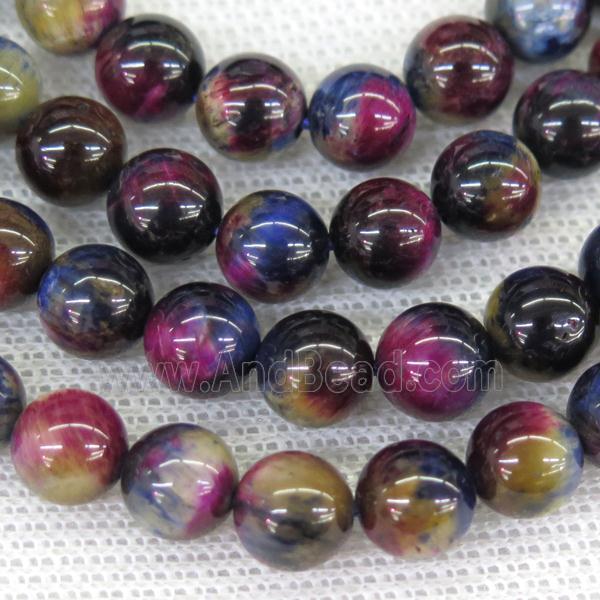 round Tiger eye stone beads, multi-color