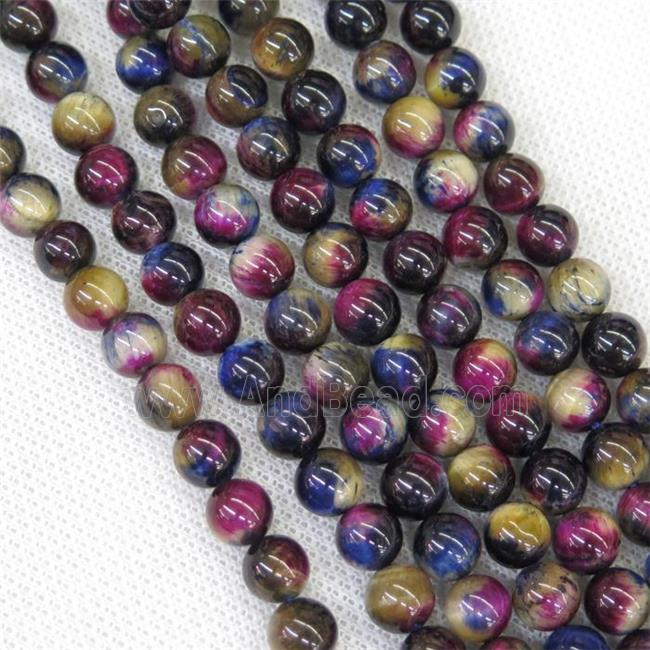round Tiger eye stone beads, multi-color