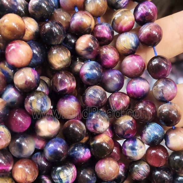round Tiger eye stone beads, multi-color