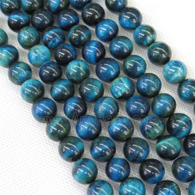 round Tiger eye stone beads, blue
