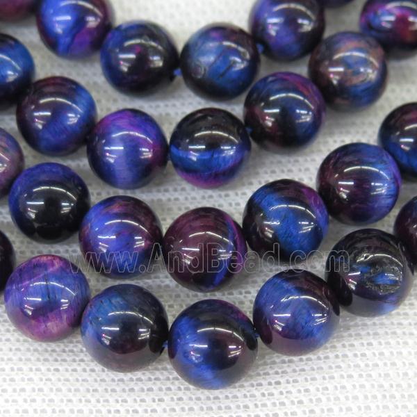 round Tiger eye stone beads, bluepurple