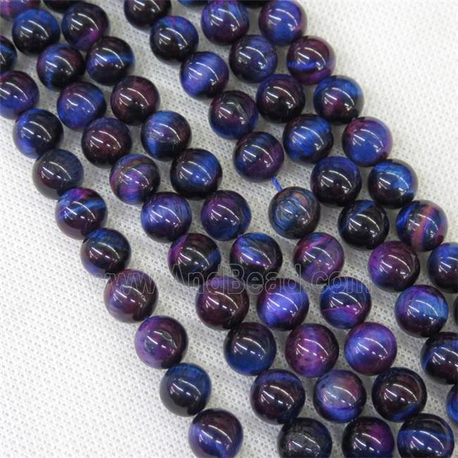 round Tiger eye stone beads, bluepurple
