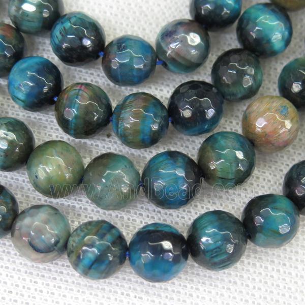 faceted round blue Tiger eye stone beads