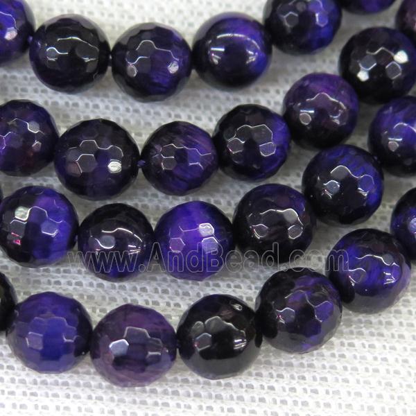 faceted round Tiger eye stone beads, lavender