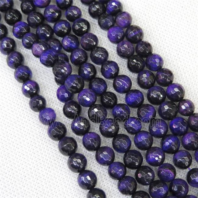 faceted round Tiger eye stone beads, lavender