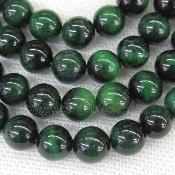 round Tiger eye stone beads, green