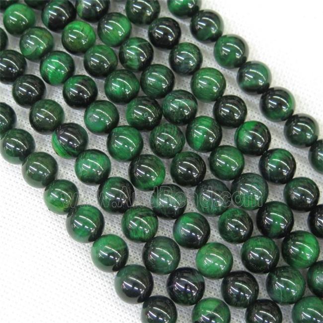 round Tiger eye stone beads, green
