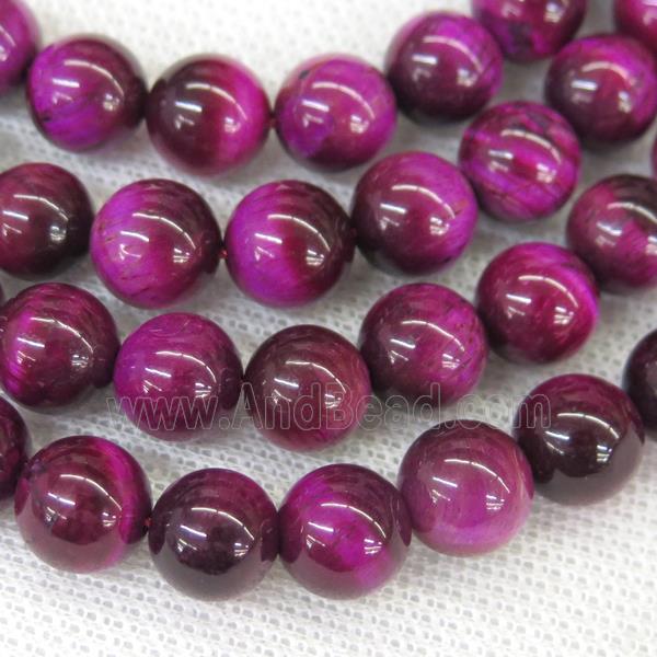 round hotpink Tiger eye stone beads