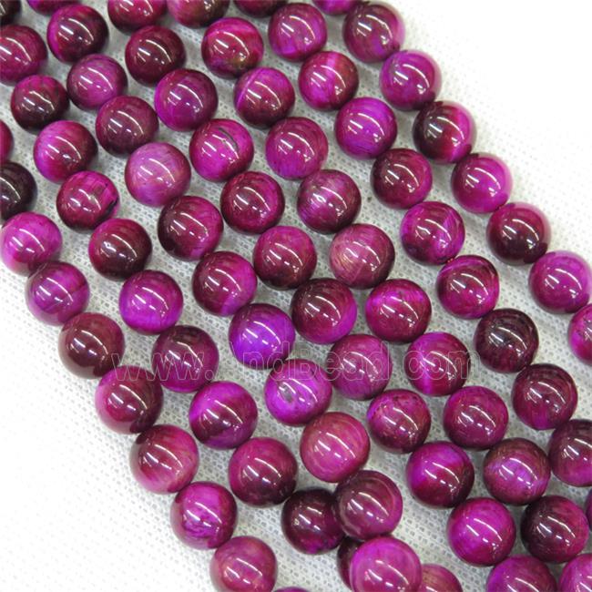 round hotpink Tiger eye stone beads