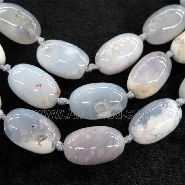 blue Chalcedony barrel beads