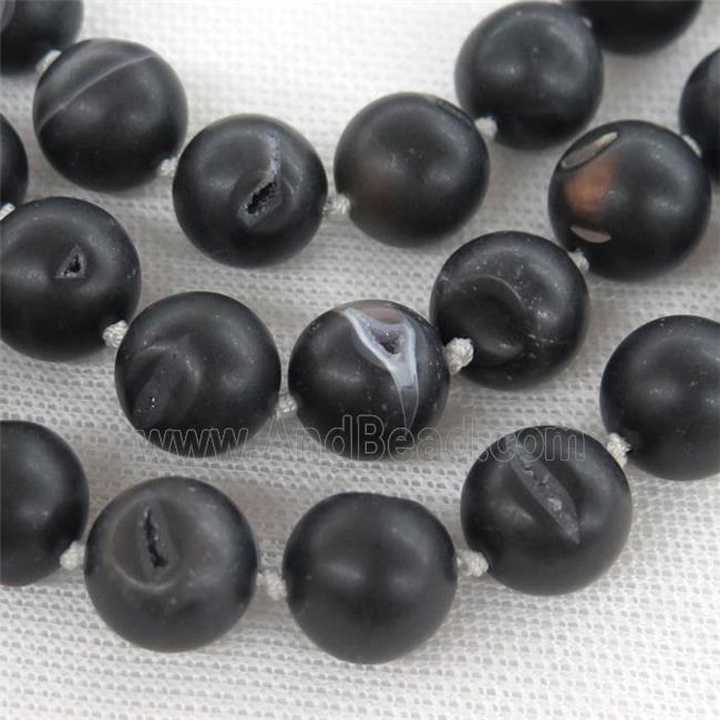 round black Agate Druzy beads