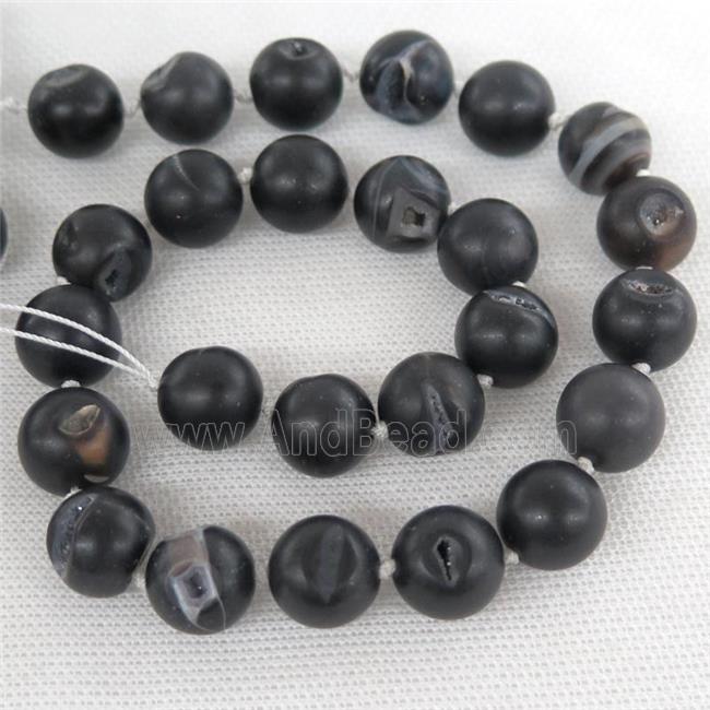 round black Agate Druzy beads