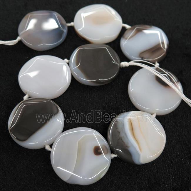 Natural Heihua Montana Agate Coin Beads Circle