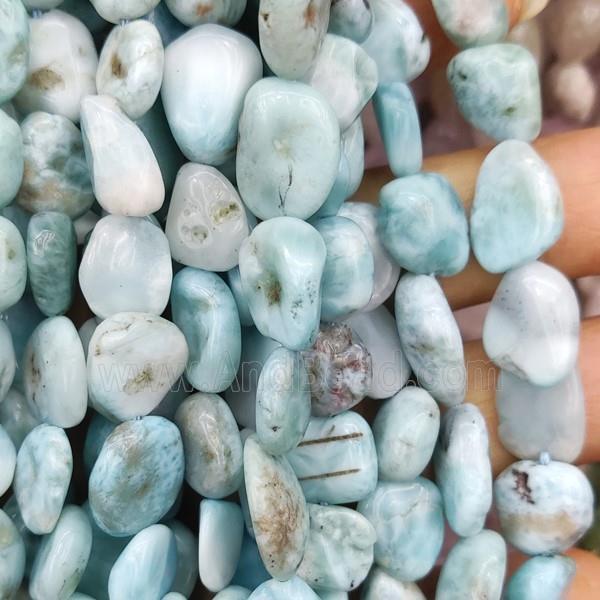 blue Larimar chip beads, freeform