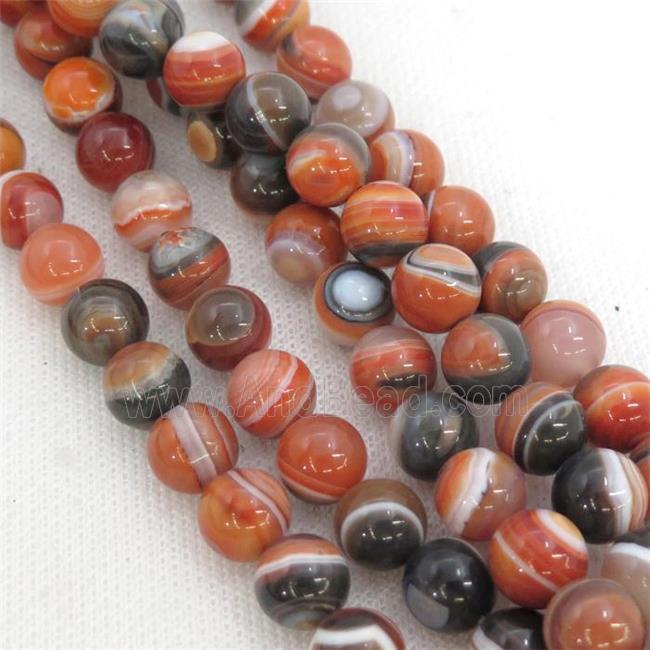 round striped Agate Beads, orange