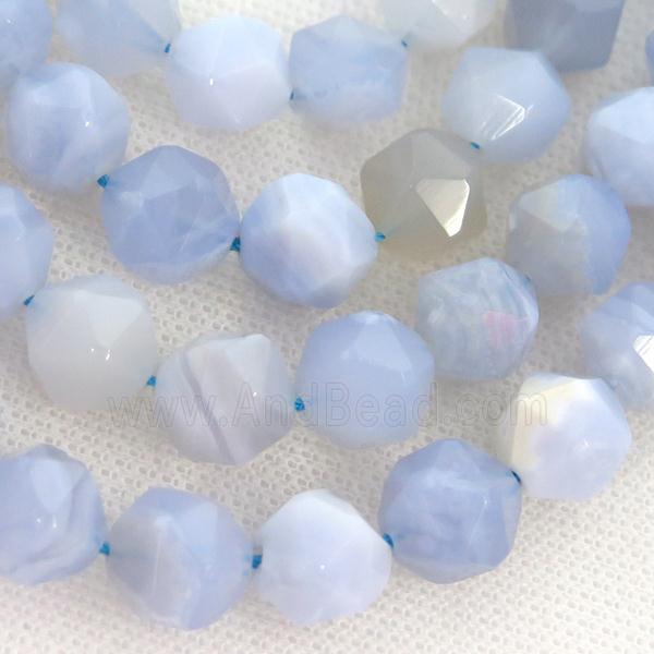 Blue Lace Agate Beads, faceted round, starcut