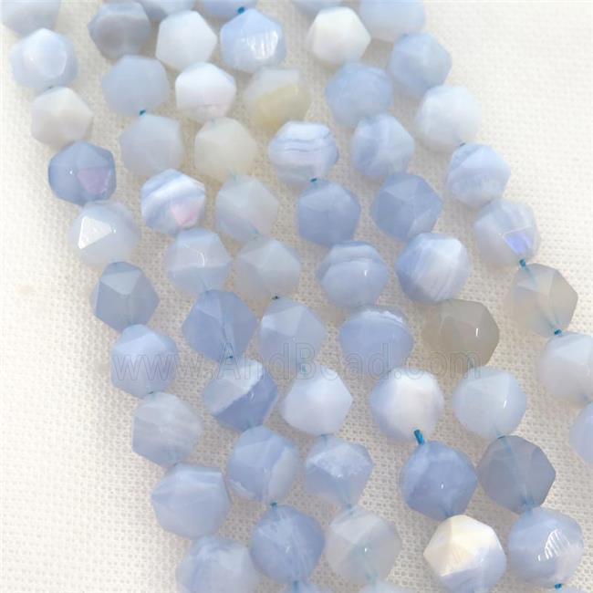 Blue Lace Agate Beads, faceted round, starcut
